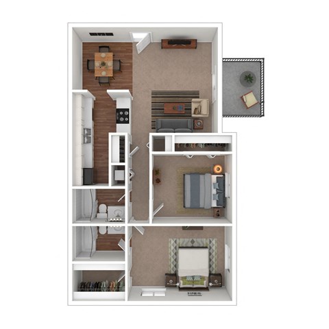 Floor plan for 2 beds, 2 baths, 1150 sqft